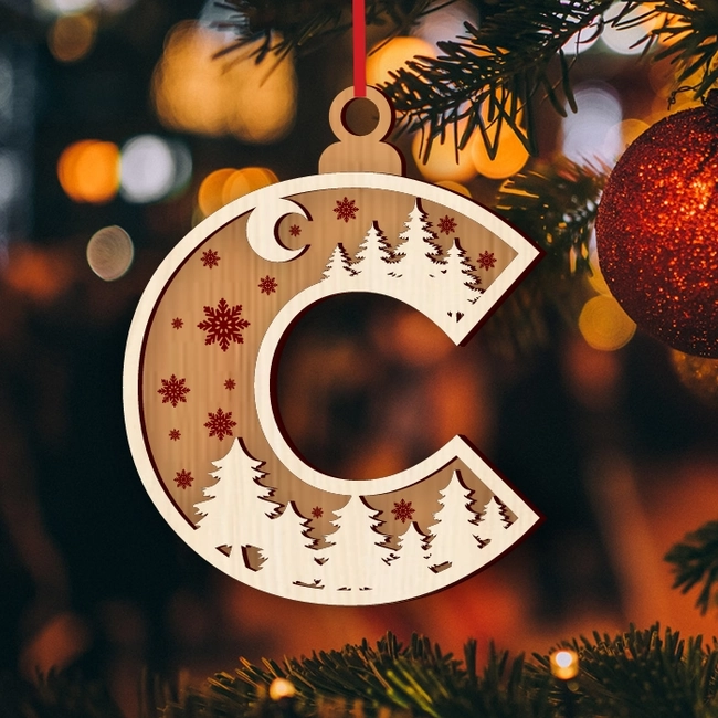 alphabet c christmas ornament l0000859 file cdr and dxf pdf free vector download for laser cut