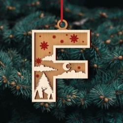 Alphabet F Christmas Ornament L0000885 file cdr and dxf pdf free vector download for laser cut