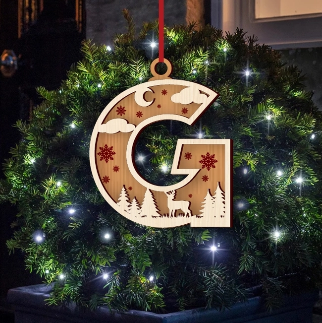 alphabet g christmas ornament l0000886 file cdr and dxf pdf free vector download for laser cut