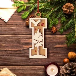 Alphabet I Christmas Ornament E0024915 file cdr and dxf pdf free vector download for laser cut