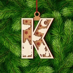Alphabet K Christmas Ornament E0024917 file cdr and dxf pdf free vector download for laser cut