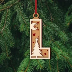 Alphabet L Christmas Ornament E0024918 file cdr and dxf pdf free vector download for laser cut