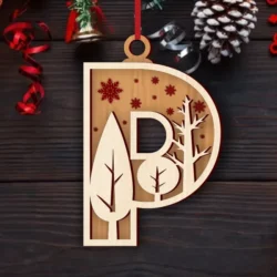 Alphabet P Christmas Ornament E0024922 file cdr and dxf pdf free vector download for laser cut