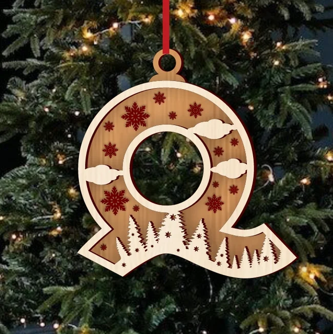 Alphabet Q Christmas Ornament E0024923 file cdr and dxf pdf free vector download for laser cut
