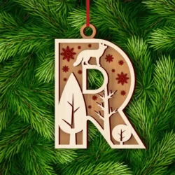 Alphabet R Christmas Ornament E0024924 file cdr and dxf pdf free vector download for laser cut