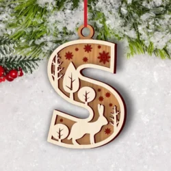 Alphabet S Christmas Ornament E0024925 file cdr and dxf pdf free vector download for laser cut