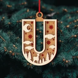 Alphabet U Christmas Ornament E0024927 file cdr and dxf pdf free vector download for laser cut