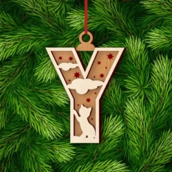 Alphabet Y Christmas Ornament E0024931 file cdr and dxf pdf free vector download for laser cut