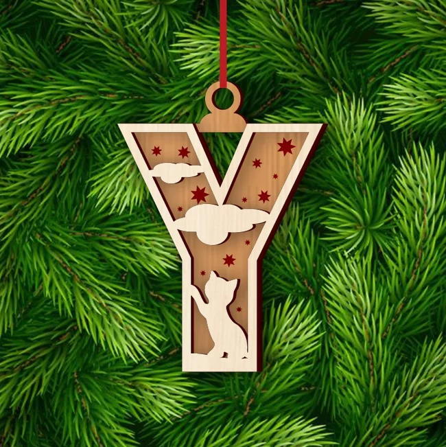 Alphabet Y Christmas Ornament E0024931 file cdr and dxf pdf free vector download for laser cut
