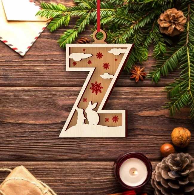 Alphabet Z Christmas Ornament E0024932 file cdr and dxf pdf free vector download for laser cut