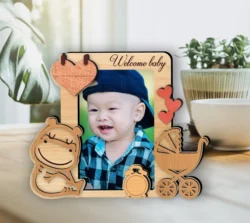 Baby Photo Frame Hippo L0000833 file cdr and dxf pdf free vector download for laser cut
