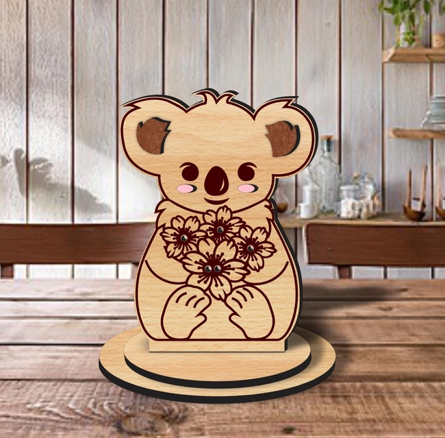 bear flower holder l0000838 file cdr and dxf pdf free vector download for laser cut
