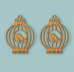 Bird Cage Earrings Puzzle L0000836 file cdr and dxf pdf free vector download for laser cut