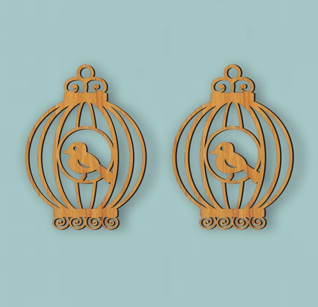 bird cage earrings puzzle l0000836 file cdr and dxf pdf free vector download for laser cut