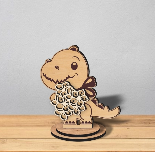 dinosaur flower holder l0000801 file cdr and dxf pdf free vector download for laser cut