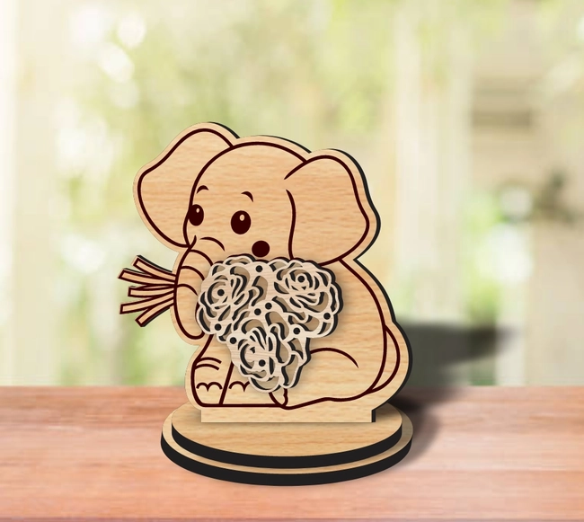 elephant flower holder l0000837 file cdr and dxf pdf free vector download for laser cut
