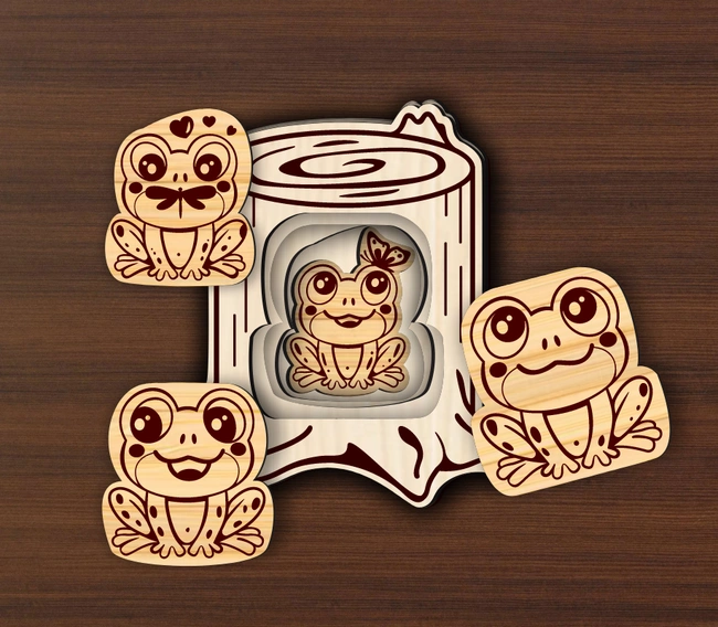 Frog counting puzzle E0024900 file cdr and dxf free vector download for laser cut