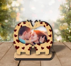 Giraffe Valentine Photo Frame L0000862 file cdr and dxf pdf free vector download for laser cut