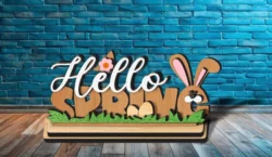 Hello Spring Easter Stand L0000810 file cdr and dxf pdf free vector download for laser cut