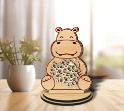 Hippo Flower Holder L0000847 file cdr and dxf pdf free vector download for laser cut