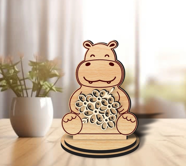 hippo flower holder l0000847 file cdr and dxf pdf free vector download for laser cut