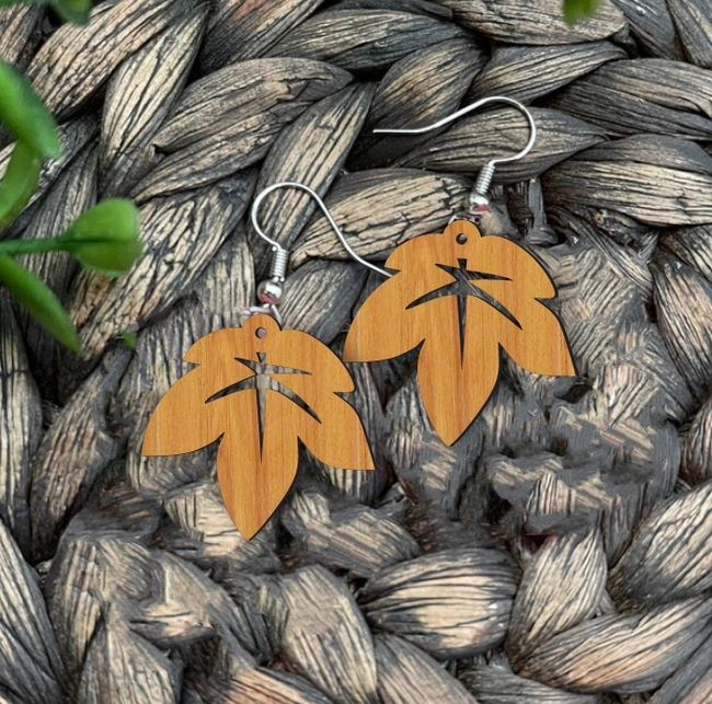 leaf earrings l0000841 file cdr and dxf pdf free vector download for laser cut