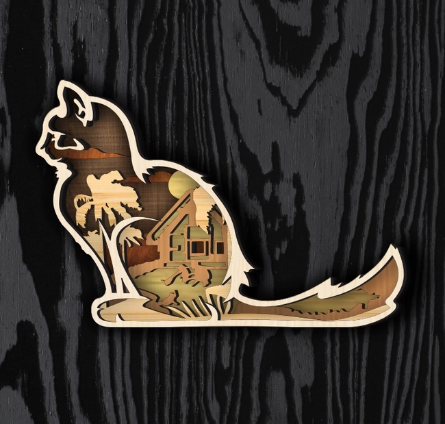 multilayer cat l0000740 file cdr and dxf pdf free vector download for laser cut