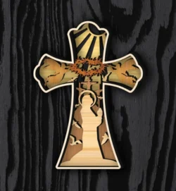 Multilayer Cross L0000759 file cdr and dxf pdf free vector download for laser cut