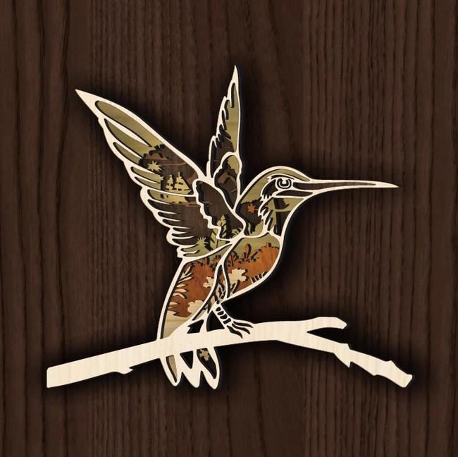 multilayer hummingbird l0000741 file cdr and dxf pdf free vector download for laser cut