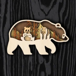 Multilayer Panda L0000742 file cdr and dxf pdf free vector download for laser cut