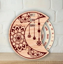 Round Perpetual Calendar L0000880 file cdr and dxf pdf free vector download for laser cut