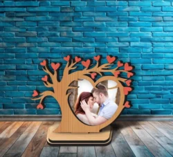 Tree Valentine’s Photo Frame L0000875 file cdr and dxf pdf free vector download for laser cut