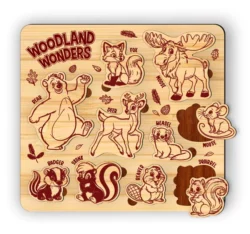 Woodland Animal Puzzle L0000750 file cdr and dxf pdf free vector download for laser cut
