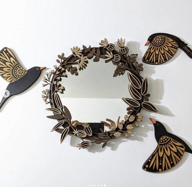 Decorative mirror E0024983 file cdr and dxf pdf free vector download for laser cut design for CNC Laser cutting and engraving machine or 3D printing