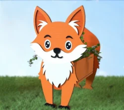 Fox flower pot E0024984 file cdr and dxf pdf free vector download for laser cut