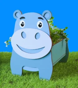 Hippo flower pot E0024985 file cdr and dxf pdf free vector download for laser cut