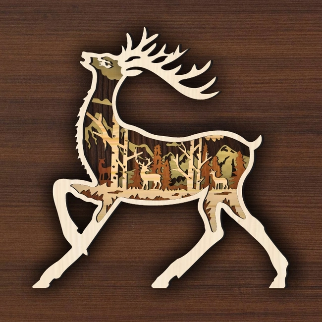Multilayer Deer E0025003 file cdr and dxf pdf free vector download for laser cut