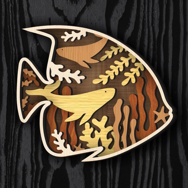 Multilayer Fish E0024969 file cdr and dxf pdf free vector download for laser cut