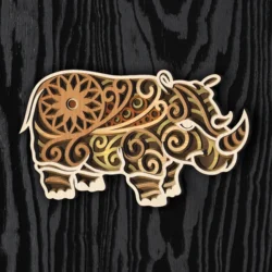 Multilayer Rhinoceros E0025000 file cdr and dxf pdf free vector download for laser cut