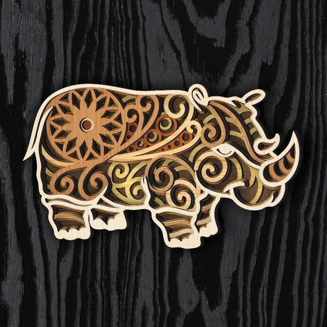 Multilayer Rhinoceros E0025000 file cdr and dxf pdf free vector download for laser cut