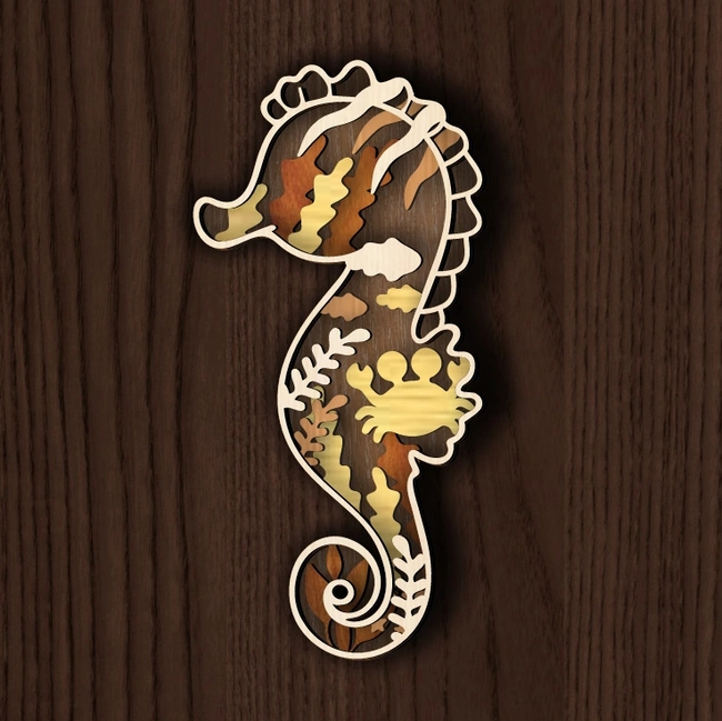 multilayer seahorse e0024966 file cdr and dxf pdf free vector download for laser cut