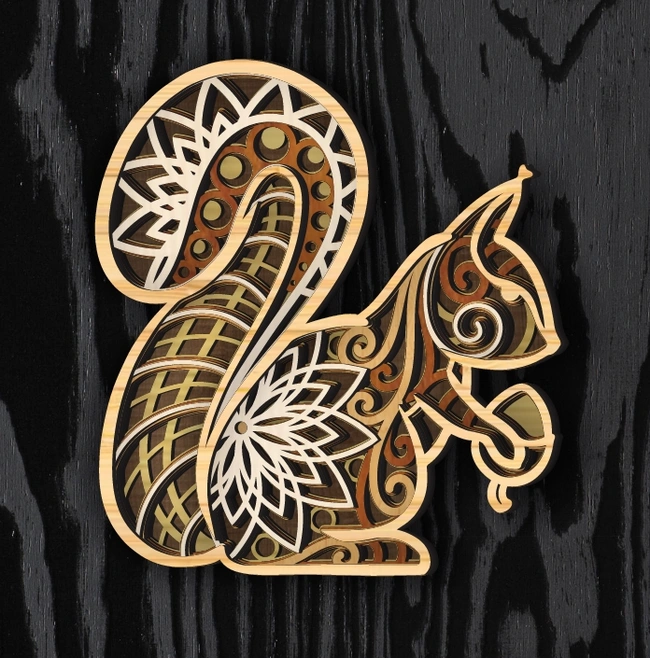 Multilayer Squirrel E0025001 file cdr and dxf pdf free vector download for laser cut