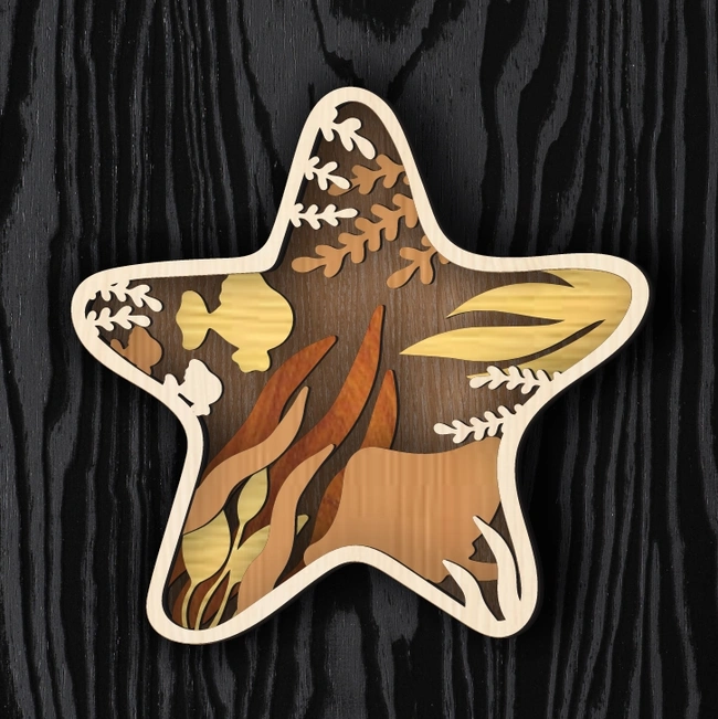 Multilayer Starfish E0024965 file cdr and dxf pdf free vector download for laser cut