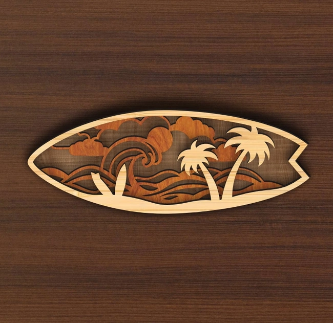 Multilayer Surfboard E0024957 file cdr and dxf pdf free vector download for laser cut
