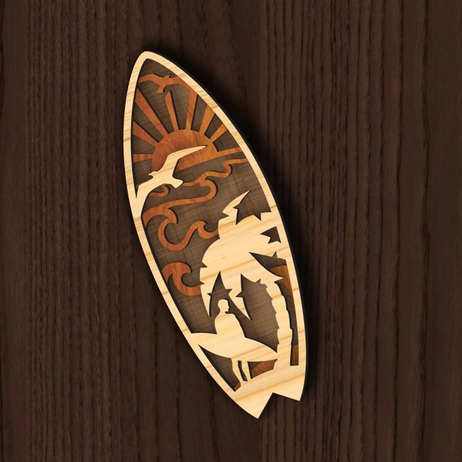 Multilayer Surfboard E0024959 file cdr and dxf pdf free vector download for laser cut