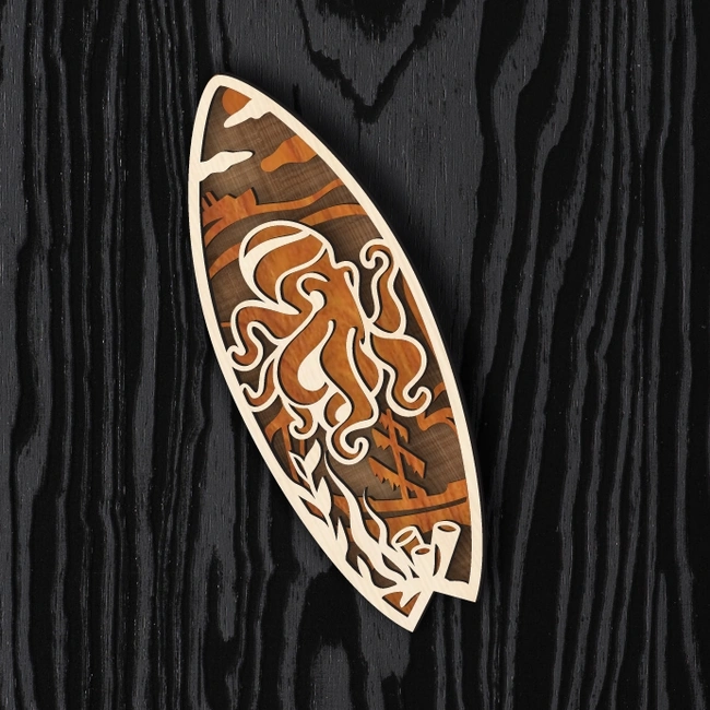 Multilayer Surfboard E0024960 file cdr and dxf pdf free vector download for laser cut