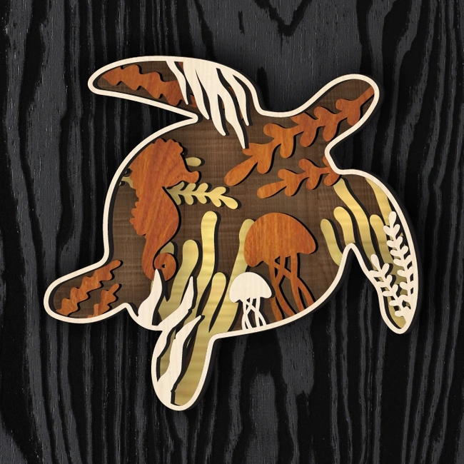 Multilayer Turtle E0024972 file cdr and dxf pdf free vector download for laser cut
