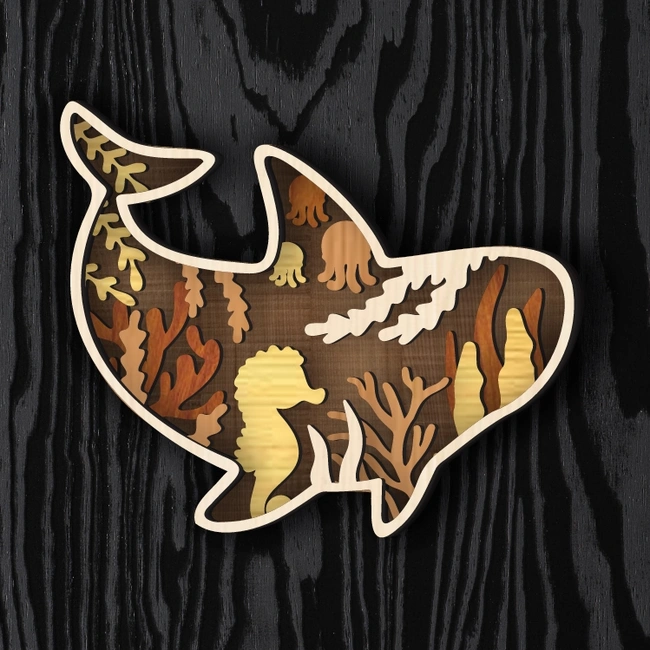 Multilayer Whale E0024967 file cdr and dxf pdf free vector download for laser cut