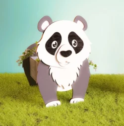 Panda flower pot E0024992 file cdr and dxf pdf free vector download for laser cut