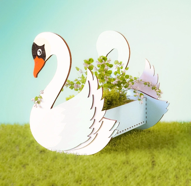 Swan flower pot